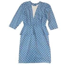 Vintage- Fredrick’s Of HollywoodLight Blue Polka Dot Peplum Dress